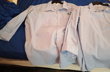 Two Older US Postal Worker Uniform Men's Long Sleeve Shirt Postal Blue 34/35