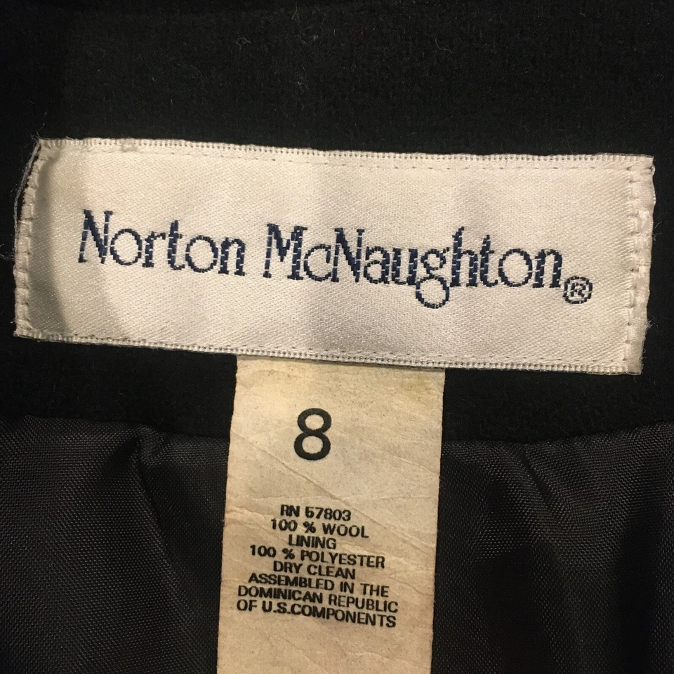 VTG Norton McNaughton Sz 8 100% Wool Black Blazer Jacket Classic Work Wear EUC - Image 4 of 4