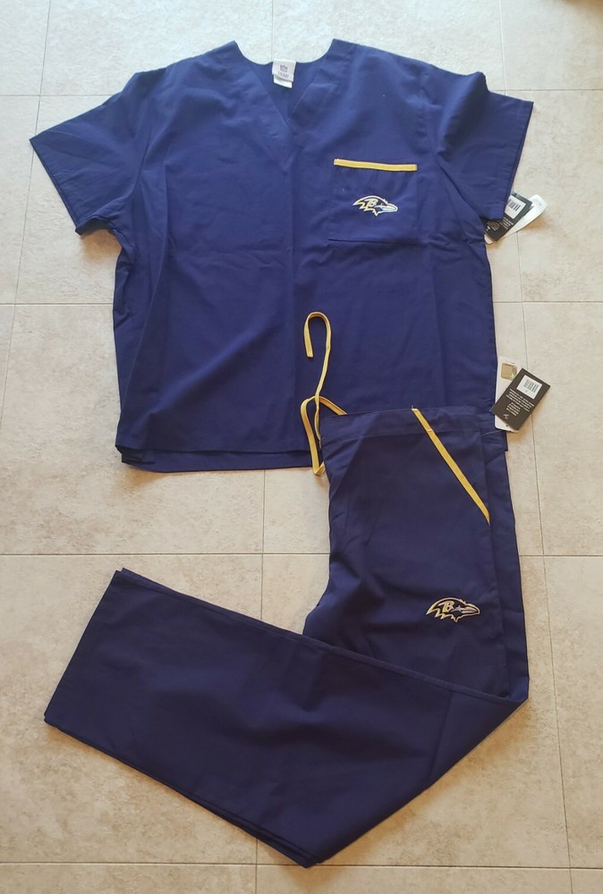 Baltimore Ravens unisex Scrub Set Top and Pants size large NWT officially