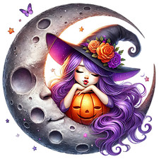 Wall Decal Sticker Halloween Moon Witch Wall Sticker 18X18cm Large