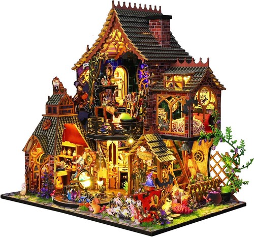 DIY Miniature House Kit - Book Shop Dollhouse With LED Lights For Adults & Teens