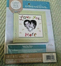 Love You More Embroidery Kit 5" x 5" Add Your Own Photo Cathy Heck Dimensions