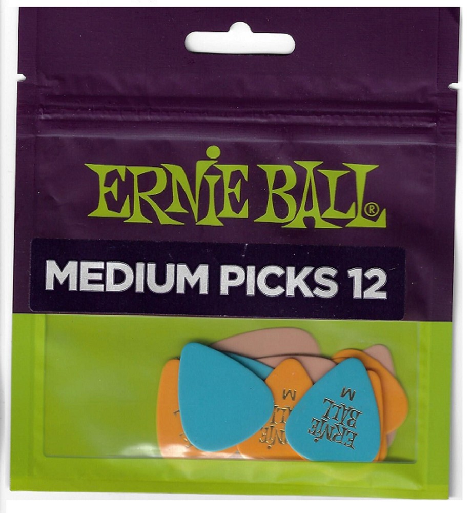 Ernie Ball 9178 Medium Assorted Color Cellulose Picks Bag of 12 Picks