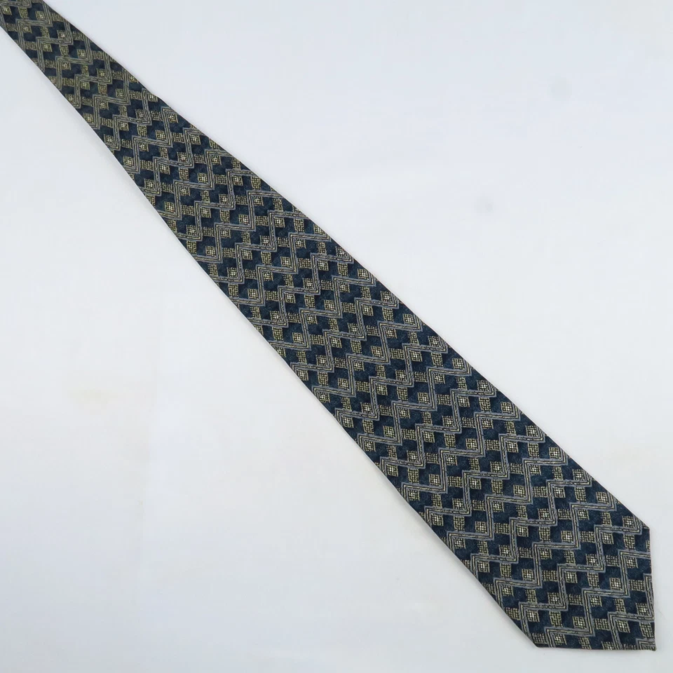Vintage Guess American Classics Blue Gray Zig Zag Stripe Neck Tie 56x4 Modern - Image 2 of 4
