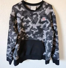 AND1 Mens XL Sweatshirt Reversible Black Gray Camo Kangaroo Pocket
