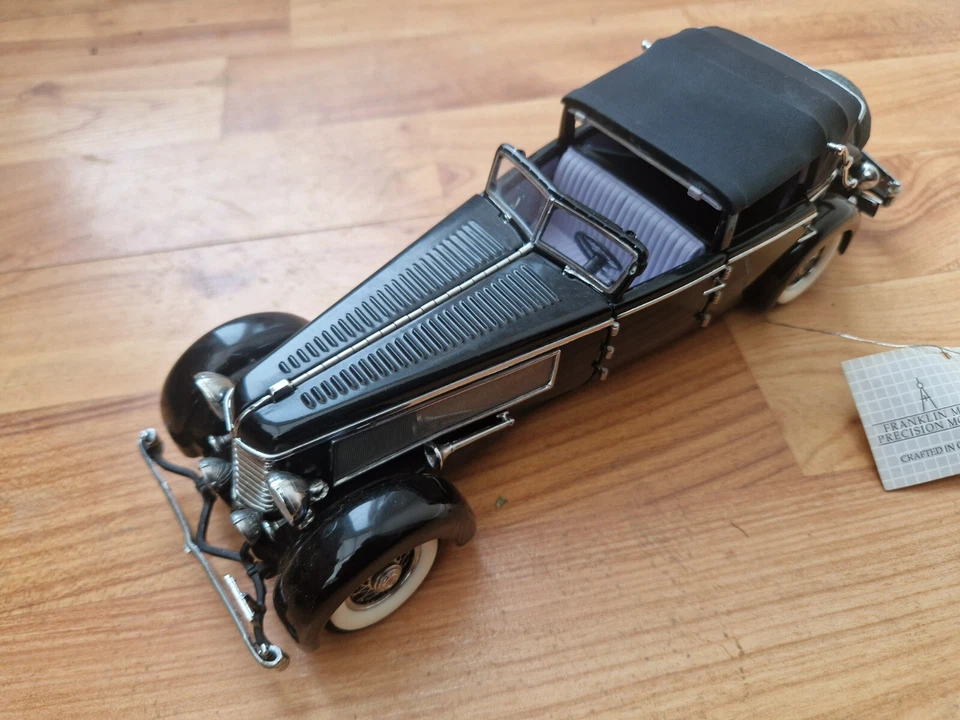 1/24 Scala Franklin Mint Classico 1940 Duesenberg Sj Town Auto Nera Modellino - Immagine 2 di 4