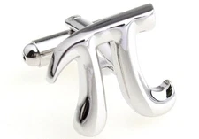Pi Pair Cufflinks Silver 3.1415 Math Wedding Fancy Gift Box & Polishing Cloth