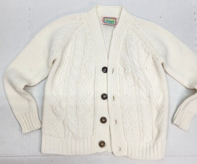 Vintage Boys Cable Knit Cardigan Sweater Li'L BOY'S Size 7
