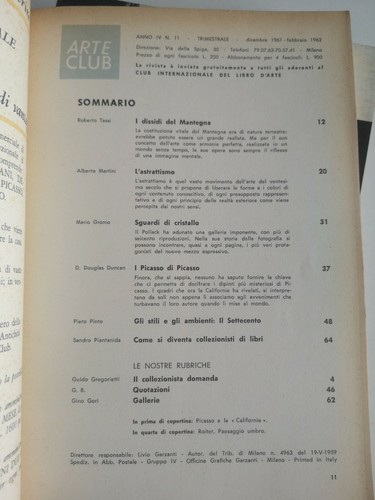 L'ILLUSTRAZIONE ITALIANA - ARTE CLUB DICEMBRE 1961 FEBBRAIO 1962 - Imagen 2 de 2