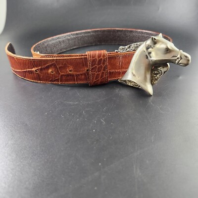 Glen Miller for Ann Turk Alligator Leather Belt Silver Horse  display picture 2