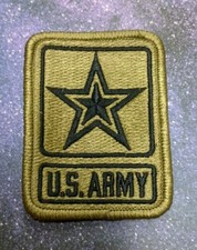US Army Embroidered Patch Star Logo Olive Drab Green w/ Hook Fastener 2.5" x 3"