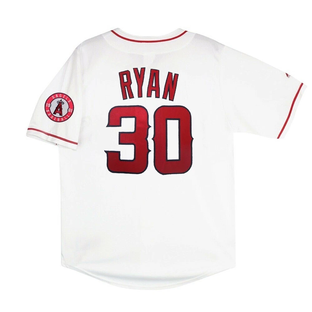 Nolan Ryan Majestic Los Angeles Angels Home White Jersey w Patch Men s