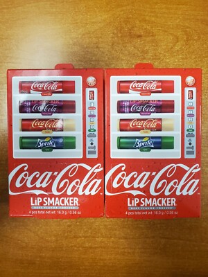 2 Pks of 4: Lip Smacker Coca-Cola Vending Machine Coke/Cherry/Vanilla/Sprite E4C