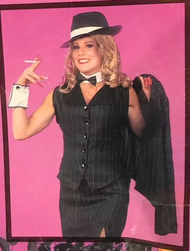 Adulto Damas Gángster Disfraz Chaqueta, Chaleco y Falda Talla Única Halloween Foto 2 de 4