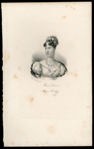 Portrait de Marie-Louise, Duchesse de Parme : Lithographie de Delpech, XIXeme. - Foto 1 di 1