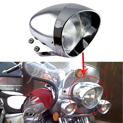 Motorcycle Chrome Front Bullet Headlight For Harley Cruise Honda Steed Shadow