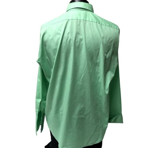 Vtg 60's Arrow Broadcloth MoD SANFORIZED Lime Green FRENCH CUFF Dress Shirt 16 - Picture 3 of 9
