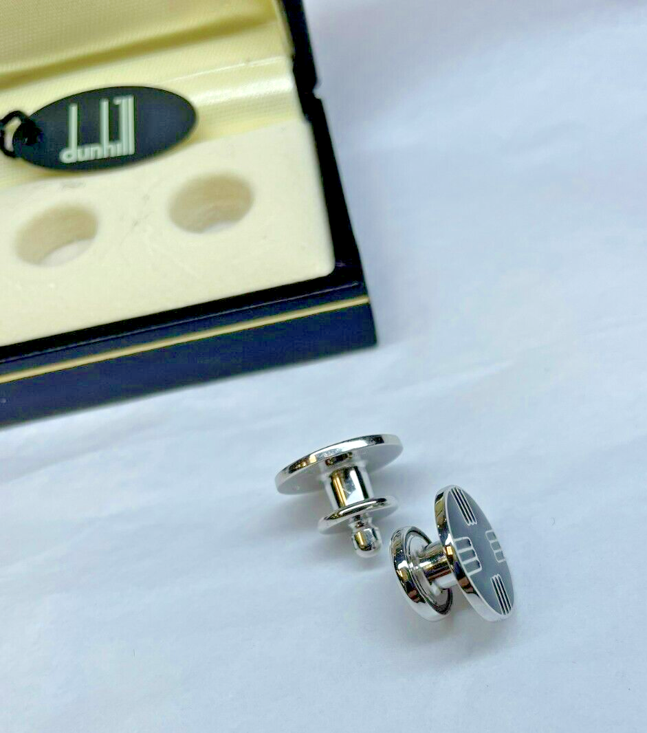Dunhill Sterling Silver And Black Enamel Snap Together Dunhill Sterling Silver And Black Enamel Snap Together