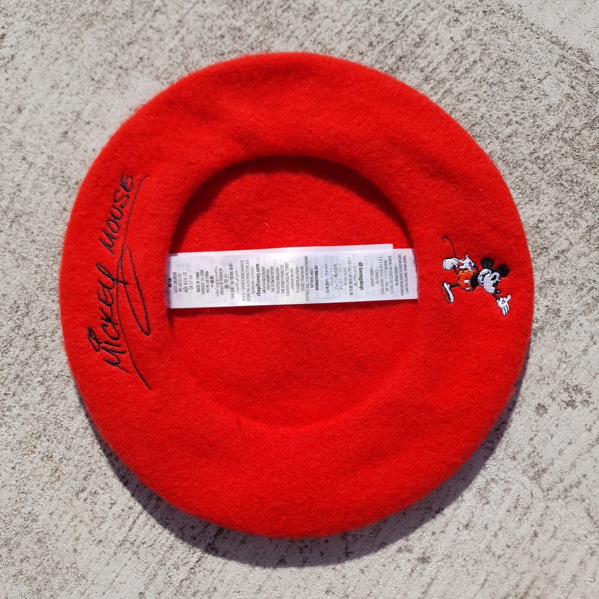 Disney Mickey Mouse Beret Hat Adult Red BNWT 100 Years