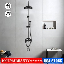 59" Wall Mount Matte Black Shower Faucet Set Hand Shower Double Knobs Unit