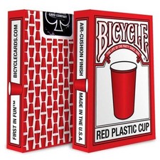 RED PLASTIC CUP BICYCLE DECK OF PLAYING CARDS BY USPCC