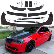 For Pontiac GTO G8 Front Bumper Lip Spoiler Splitter+Strut Rods Glossy