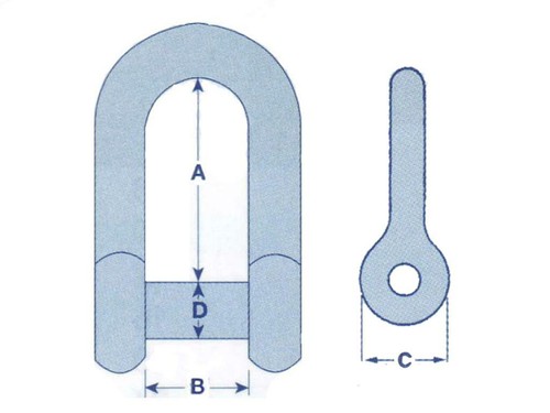 x1 10MM Galvanised Steel Commercial Dee Shackle With Countersunk Pin - Flush - Picture 2 of 2