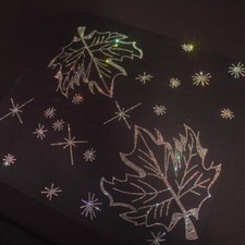 Crystal Iron on Transfer Applique Floral Leaves Decal Patch Rhinestone Shiny Art