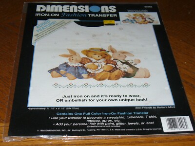 DIMENSIONS IRON-ON FASHION TRANSFER - BEST FRIENDS - BEAR AND TWO BUNNIES