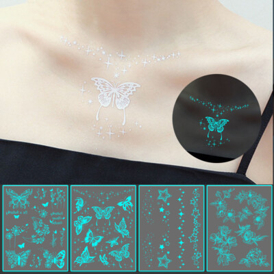 Blumen-Tattoo-Aufkleber Schmetterling-Tattoo-Aufkleber Nightglow-Tattoo /s