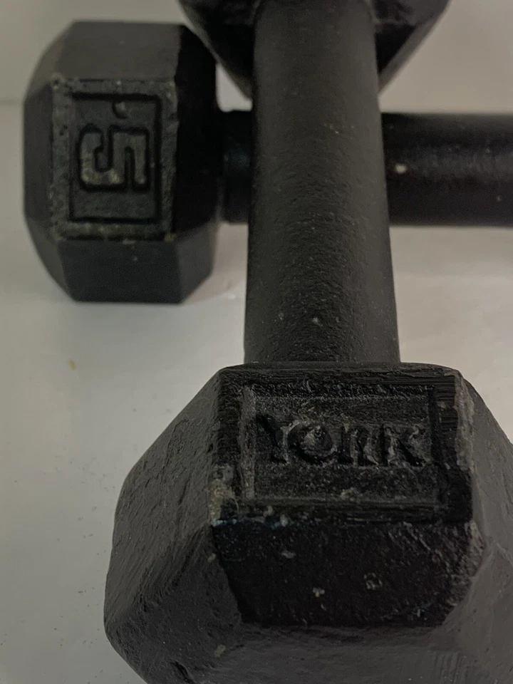 Par de mancuernas hexagonales de hierro fundido York de colección de 5 lb - 10 libras en total - ejercicio Foto 4 de 4