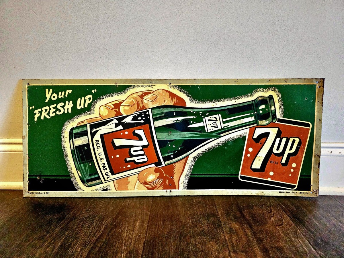 Vintage 7 Up Metal Sign 7UP Soda Sign Pop Advertising Sign Vintage 7 Up Metal Sign 7UP Soda Sign Pop Advertising Sign