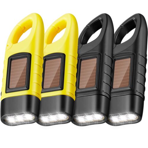 4 Pack Hand Crank Solar Flashlights LED Emergency Self-Powered for Outdoors