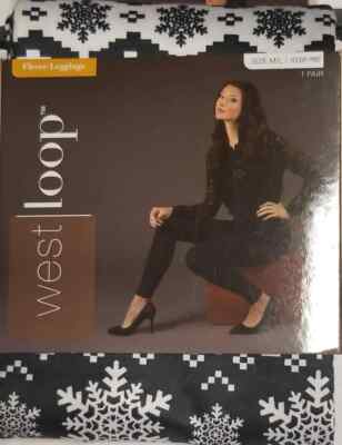 West Loop Womens Leggings Snowflake Reindeer Winter Size M/L (LOC TUB L-54)