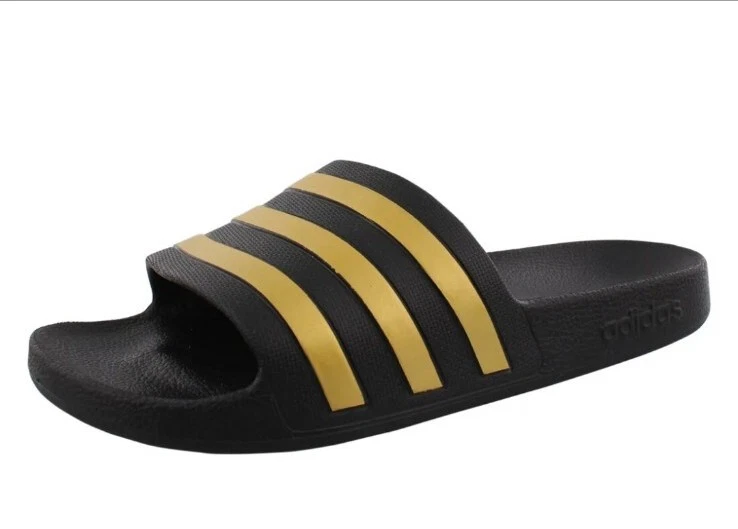 Adidas Adilette Aqua Slide M5 W6 nero oro nuove con scatola