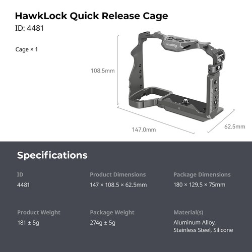 SmallRig HawkLock Quick Release Cage for Sony A7R V/A7 IV/A7S III/A7R IV/A1 - Picture 9 of 9