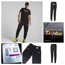 Puma Porsche Turbo 2XL Mens Pants Black/Gold Rare Zipper Pockets Race Jogger New