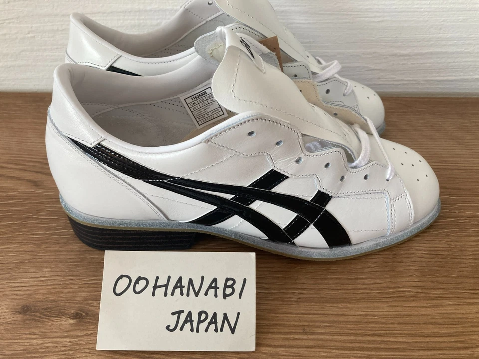 Zapatos de Levantamiento de Pesas ASICS 1163A006-100 Blanco/NEGRO Cuero Liso 2E Nuevos Envío Gratis Foto 4 de 4