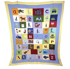 Pottery Barn Kids Alphabet Patchwork Quilt Blanket Nursery Embroidered Viral