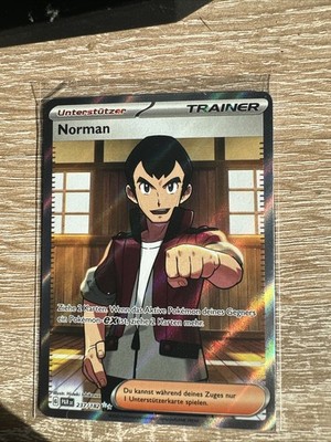 Pokemon Karte Norman 237/182  Paradox Rift Deutsch NM Trainer Full Art 