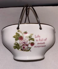 Vintage Strawberry Shortcake Porcelain Basket Life Is Full Of Sweet Surprises