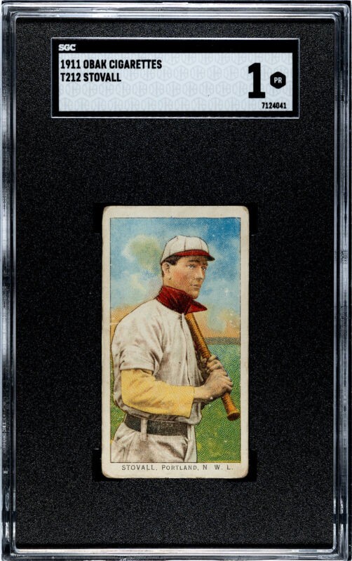 1909 T212 JESSE STOVALL NNO POOR OBAK SGC 1 BASEBALL PORTLAND PIPPINS