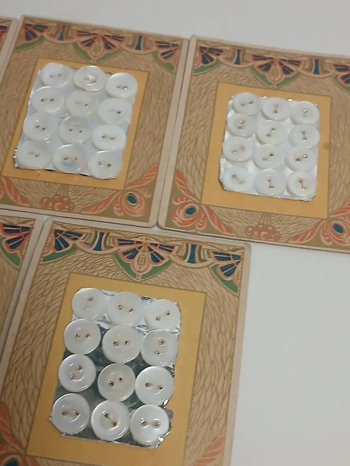 5 Sets Vintage Antique Button Card White Pearl Buttons 60 Piece Lot  - Image 4 of 4