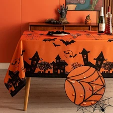 MikiUp Rectangle Halloween 84 x 60 (Rectangular), Haunted House/Orange 