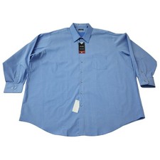 Van Heusen Flex Big Fit Mens Dress Shirt Blue Geometric Stretch Long Sleeve NEW