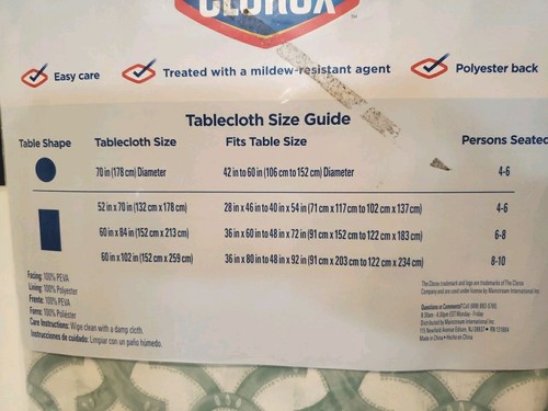 Wipable Tablecloth 70" Round New Clorox Mildew Resistant - Picture 4 of 4
