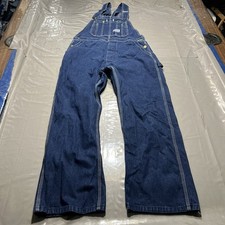 Vintage Big Smith Overalls Men's 34x30 32x28 Fit Blue Denim Bib Workwear USA