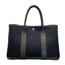 HERMES Garden Party PM - Black Toile Officier Buffle Square I Tote Bag