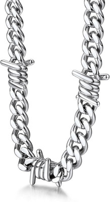 Barbed Wire Necklace 5/7/9/12Mm Mens Chain Necklaces Hip-Hop Punk Gothic Stainle