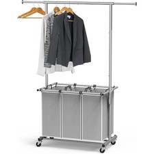 Simple Houseware Silver 3-Bag Laundry Sorter ...